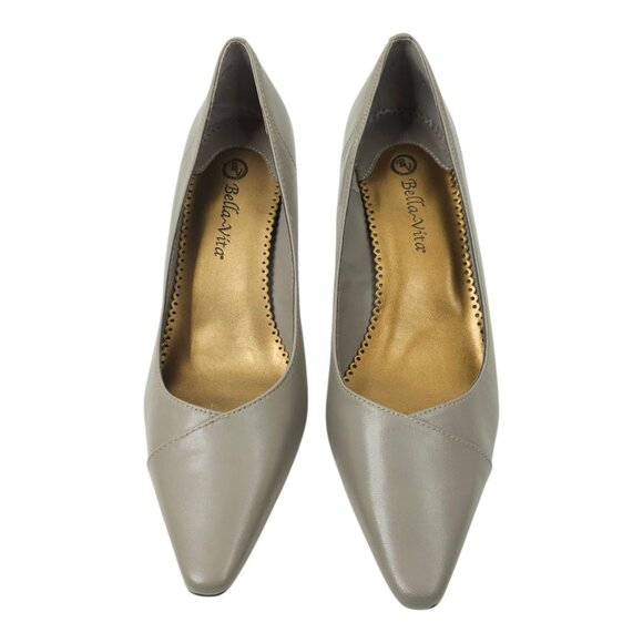 Bella Vita WOW Taupe Pump Womens Size 12 W Kitten Heel Leather Kidskin NEW - Picture 9 of 15